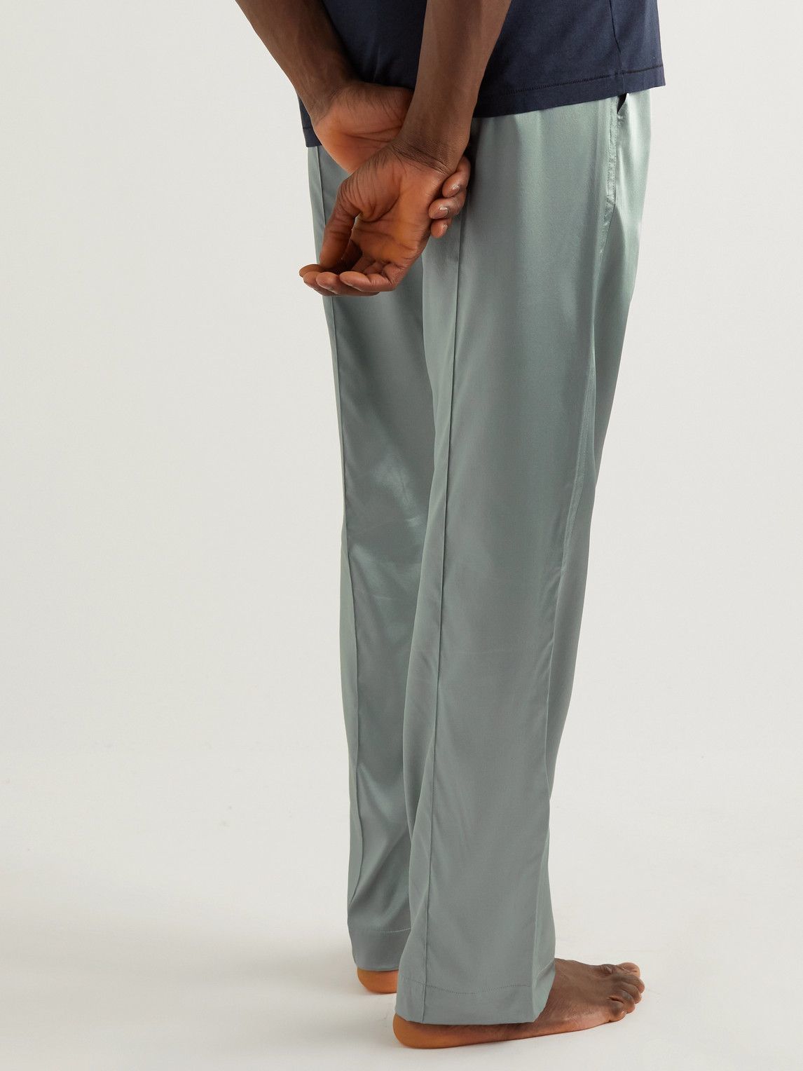 TOM FORD - Velvet-Trimmed Stretch-Silk Satin Pyjama Trousers - Green TOM  FORD