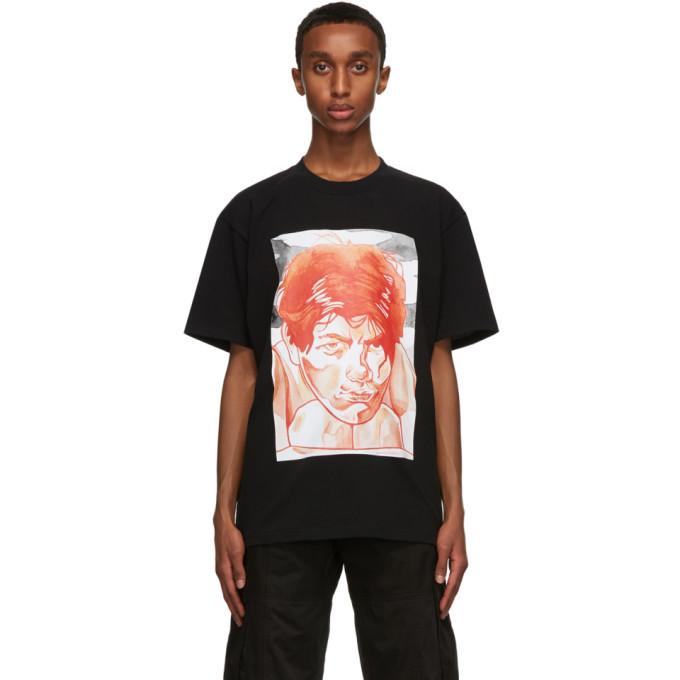 black oversized printed t shirt
