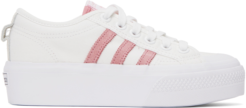 adidas Originals White & Pink Nizza Platform Sneakers adidas Originals