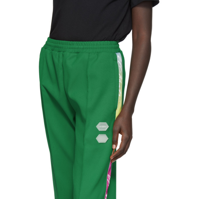 green tape logo track pants