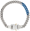 1017 ALYX 9SM Silver & Blue Colored Links Buckle Necklace