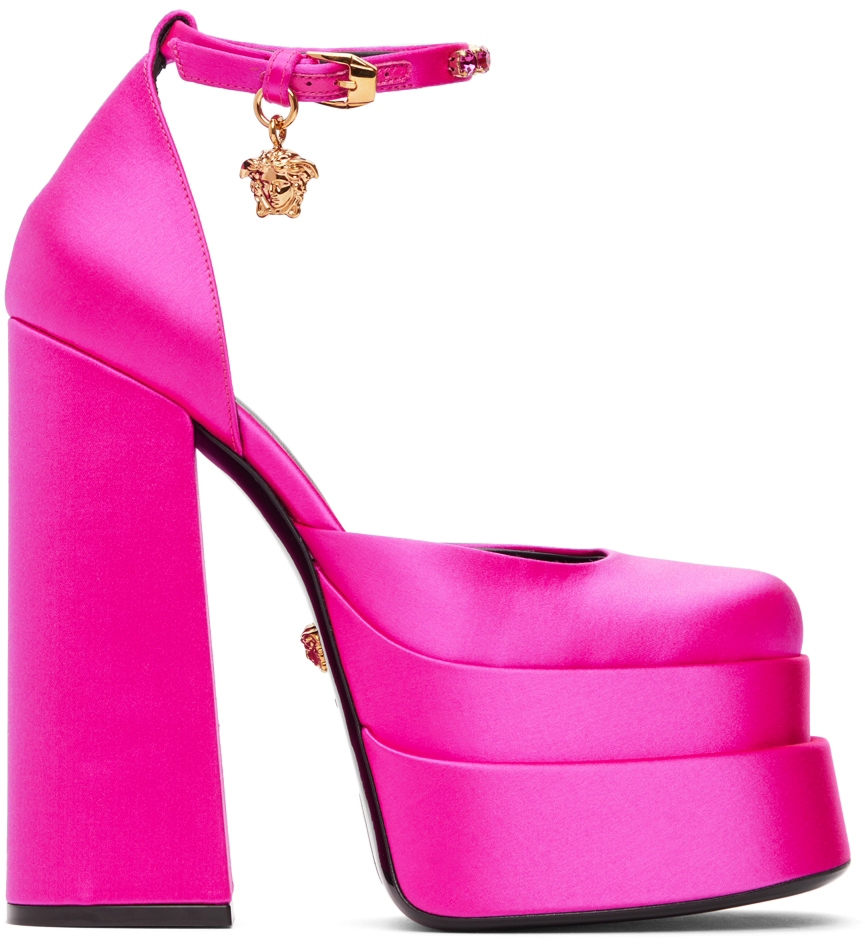 Versace Satin Medusa Aevitas Platform Heels Versace