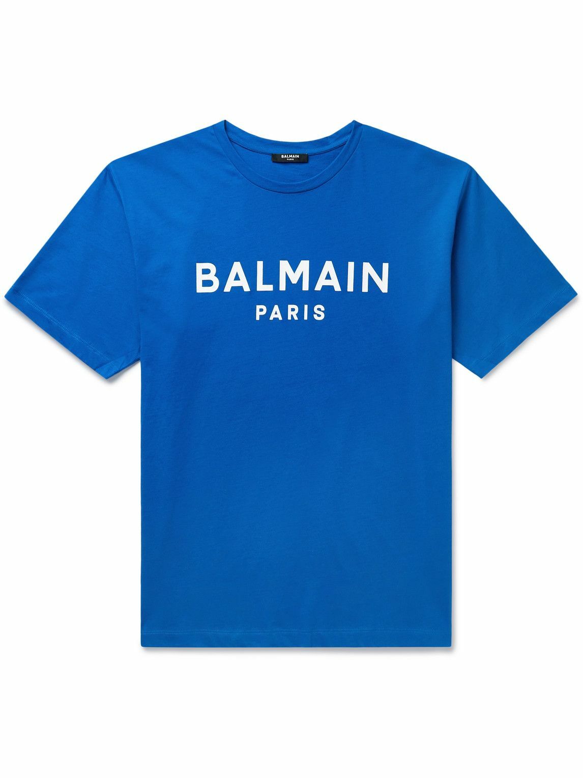 Balmain - Logo-Print Cotton-Jersey T-Shirt - Blue Balmain