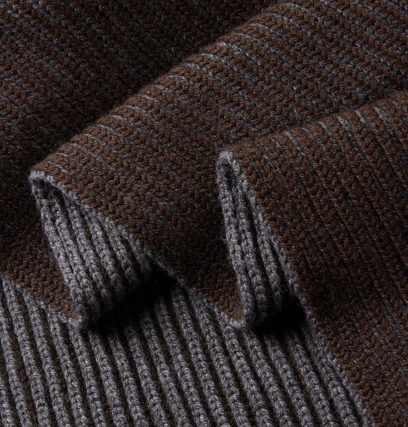 Johnstons of Elgin TwoTone Ribbed Cashmere Scarf Brown Johnstons