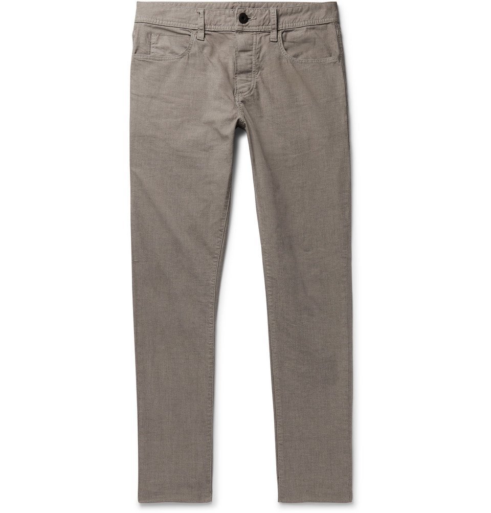 James Perse - Grey Slim-Fit Pigment-Dyed Stretch-Cotton Trousers - Gray ...