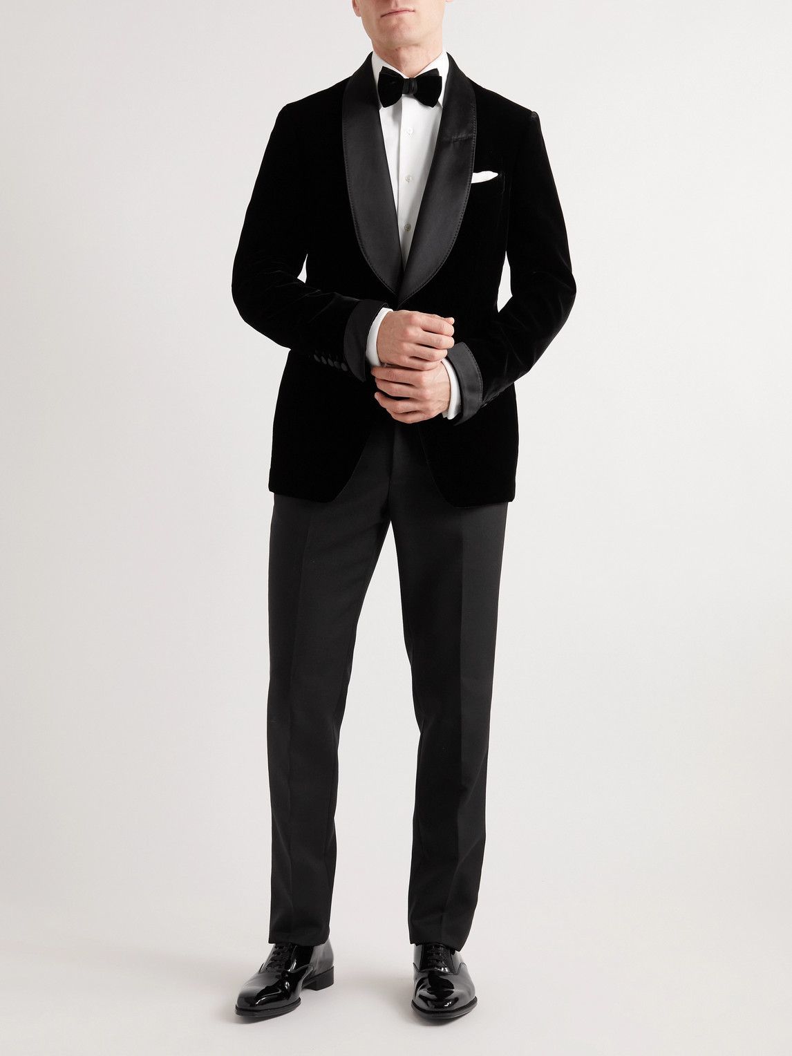 TOM FORD - Shelton Slim-Fit Silk Satin-Trimmed Velvet Tuxedo Jacket - Black  TOM FORD