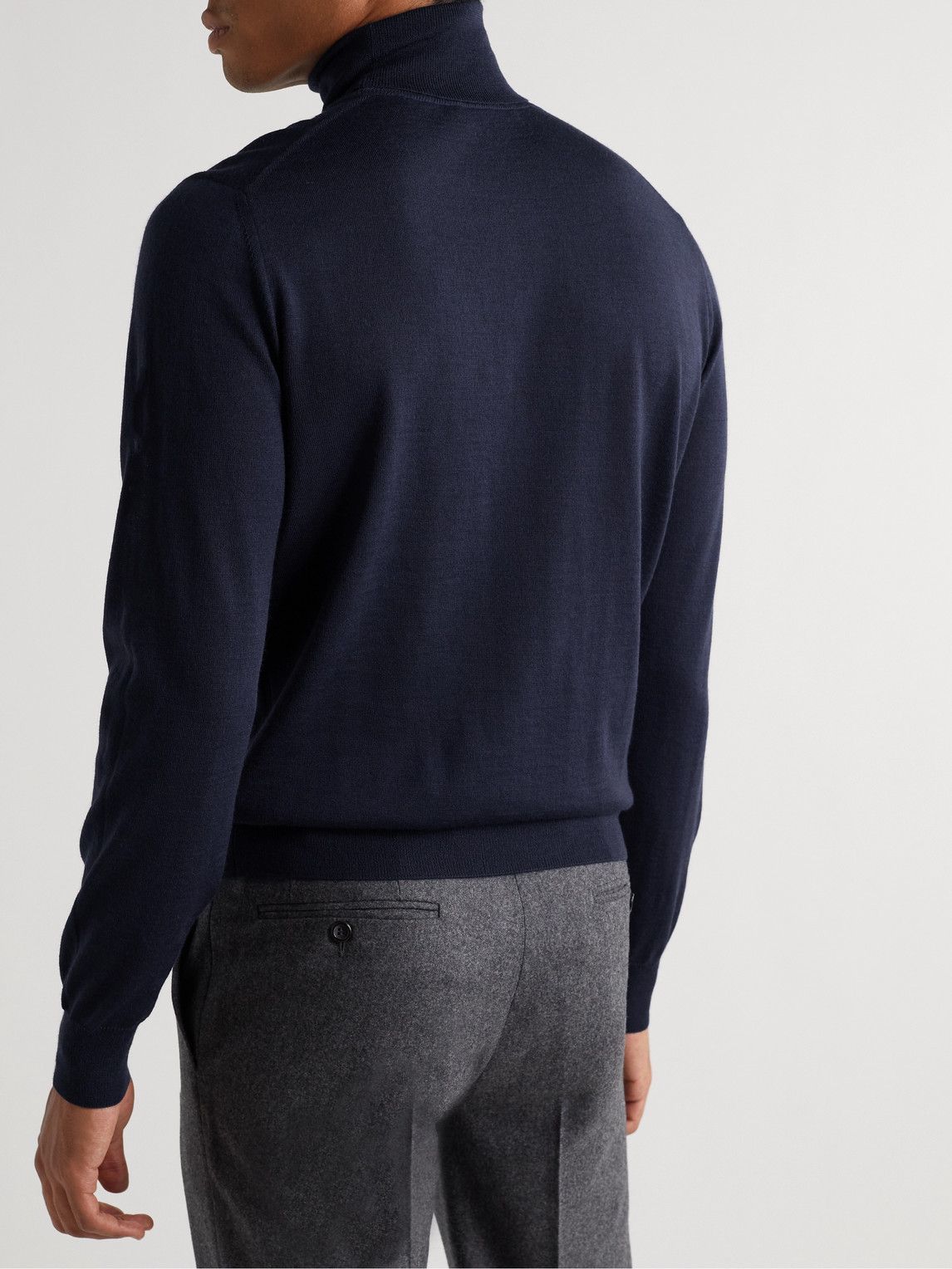 Canali - Merino Wool Rollneck Sweater - Blue Canali