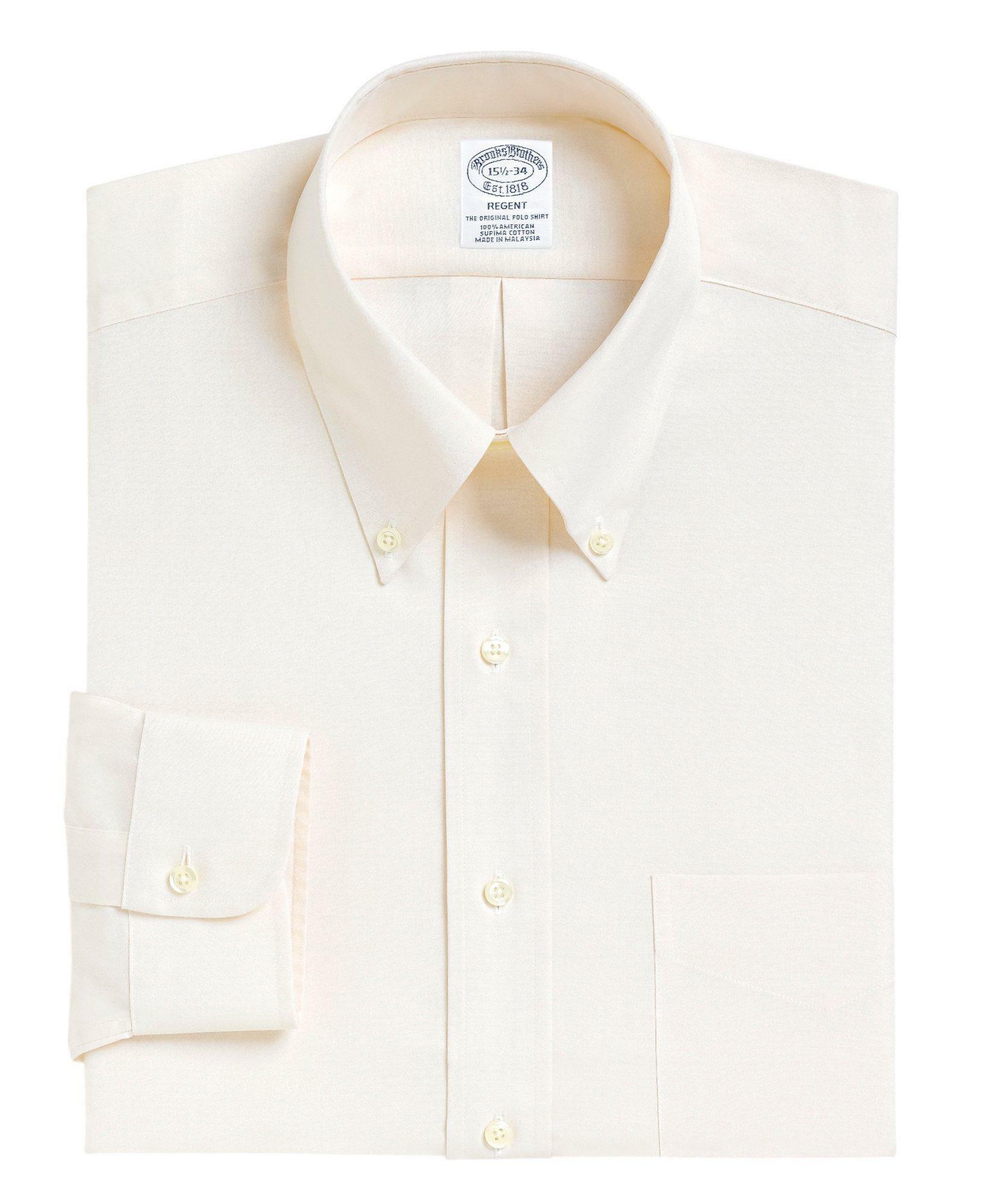 Brooks Brothers Men's Regent Regular-Fit Dress Shirt, Button-Down Collar | Ecru
