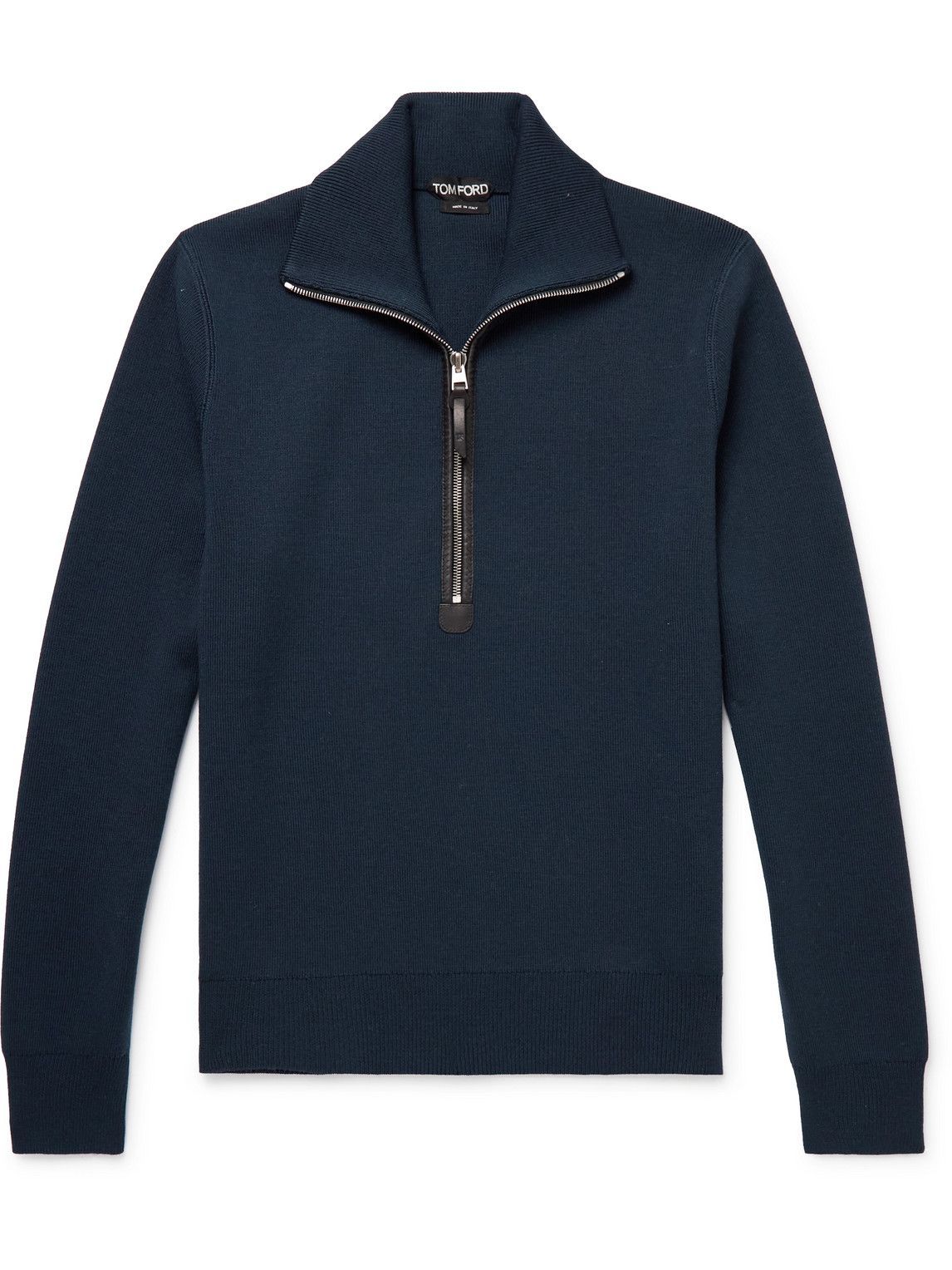 TOM FORD Merino Wool HalfZip Sweater Blue TOM FORD