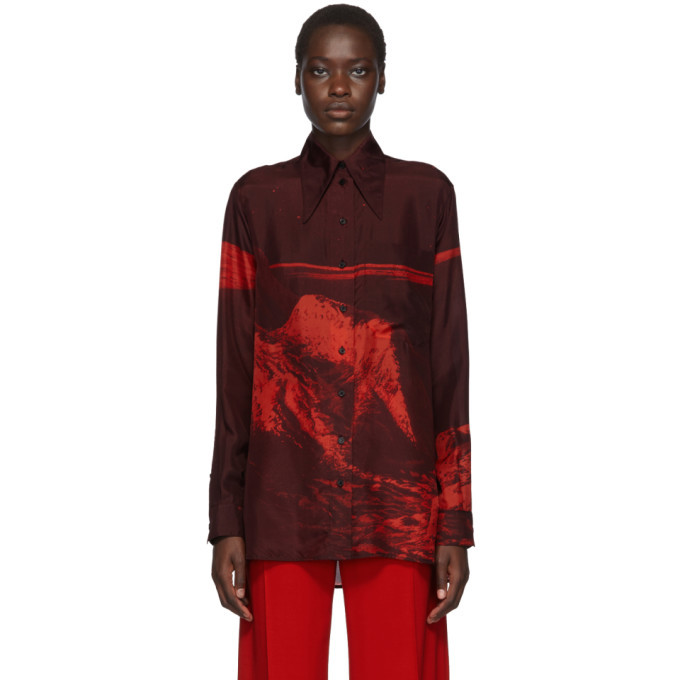 Kwaidan Editions Red Silk Habotai 70s Collar Shirt Kwaidan Editions