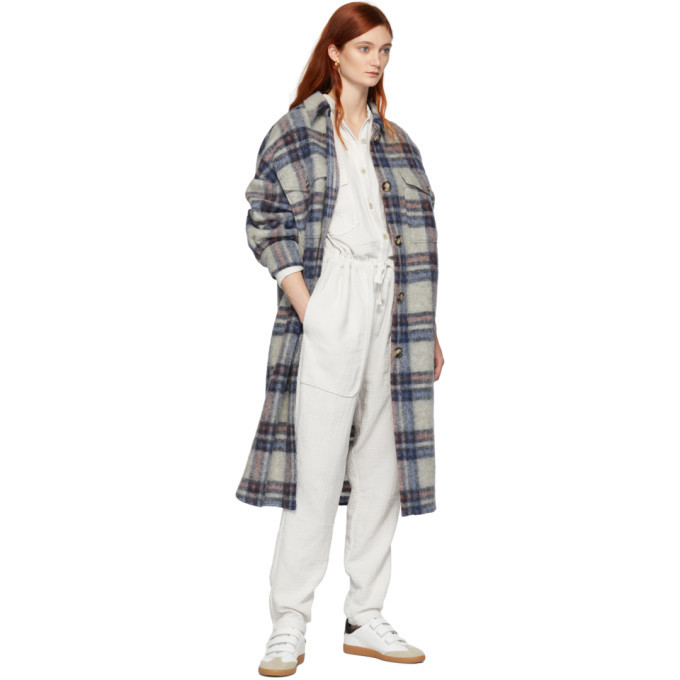 Isabel Marant Etoile Off-White Plaid Gabrion Blanket Coat