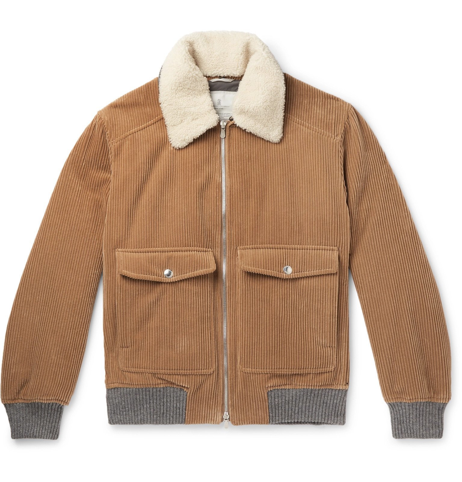 Brunello Cucinelli - Shearling-Trimmed Cotton and Cashmere-Blend ...