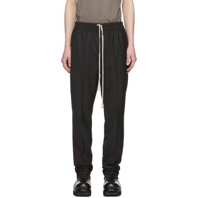 Rick Owens Black Drawstring Slim Astaires Long Trousers Rick Owens