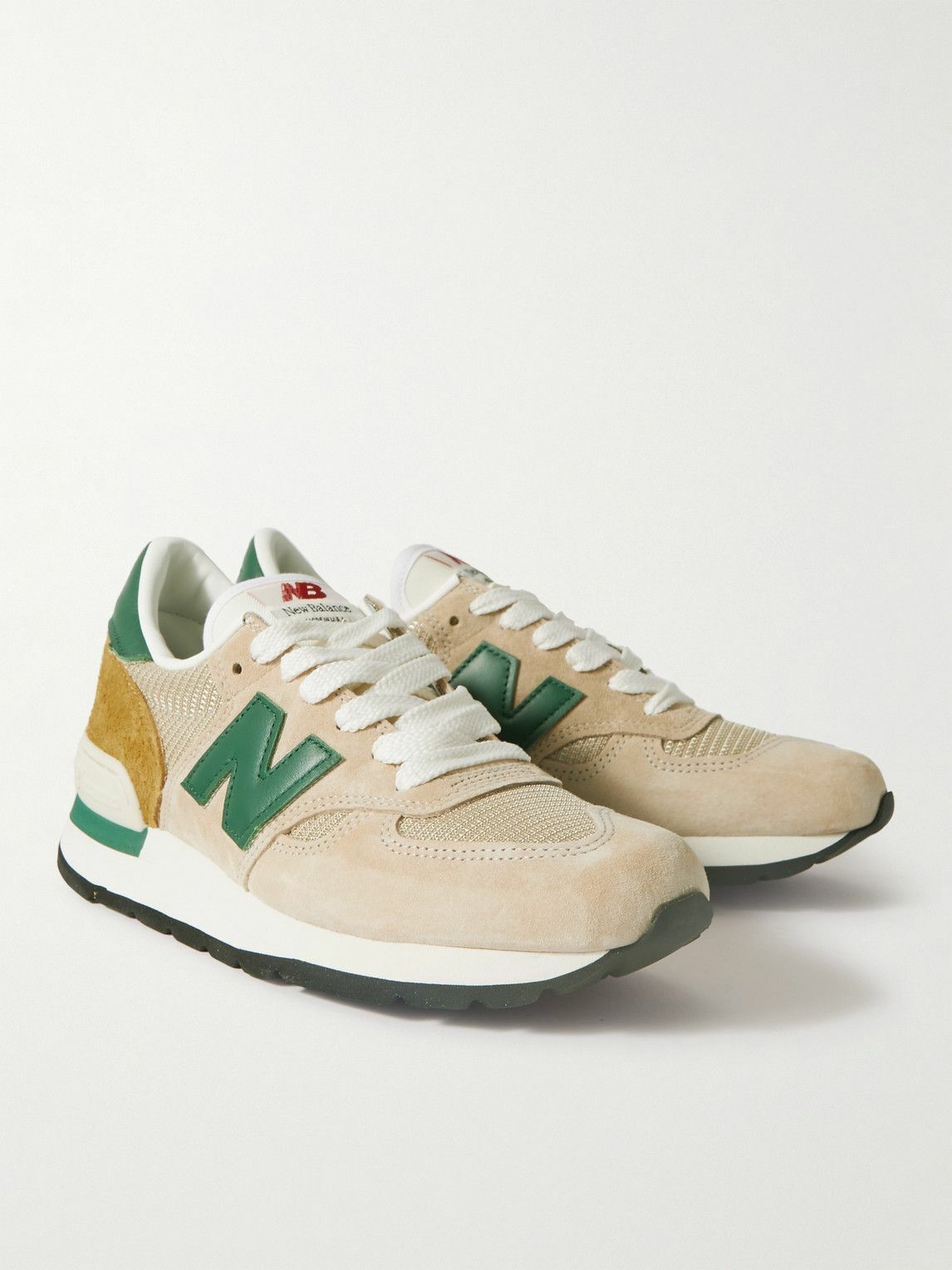 New Balance - MiUS 990 Leather-Trimmed Suede and Mesh Sneakers ...