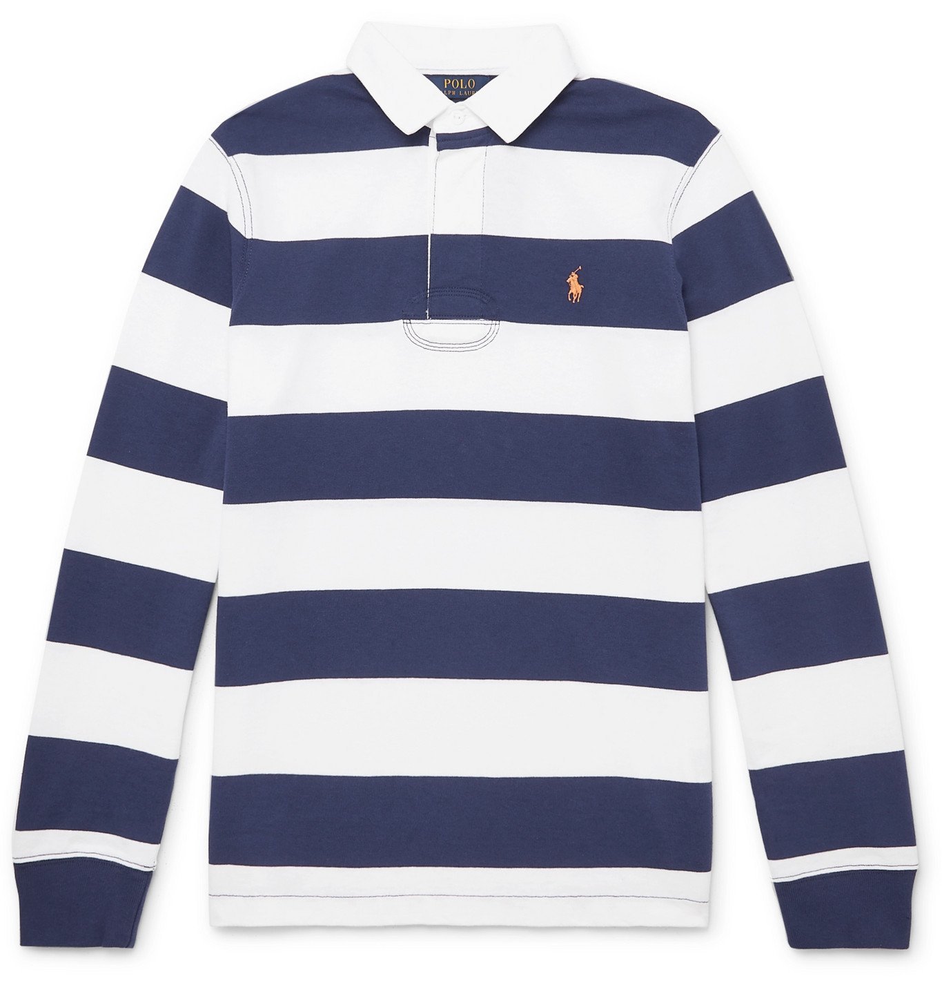 blue and white striped ralph lauren polo shirt