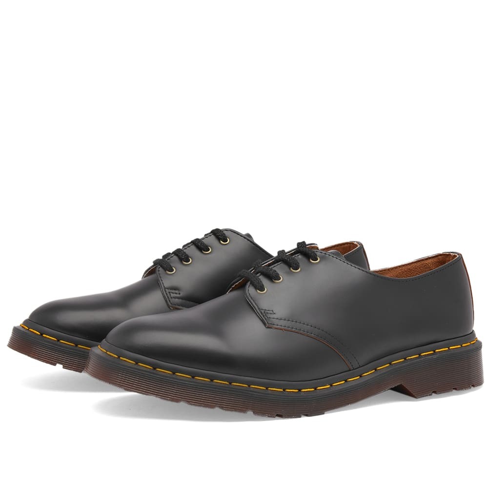 ego Ja koppeling Dr. Martens Men's Smiths 4-Eye Shoe in Black Vintage Smooth Dr. Martens