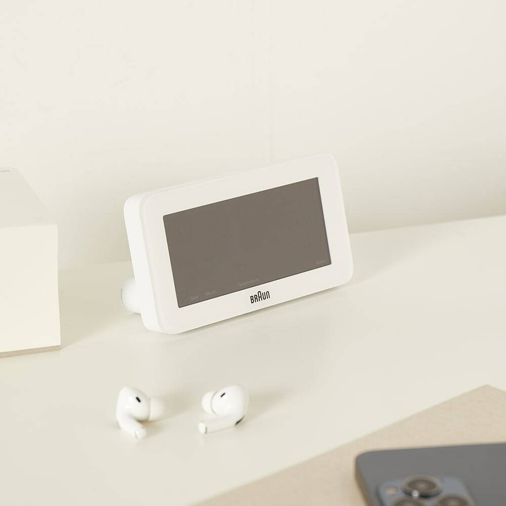 Braun Digital Alarm Clock in White Braun