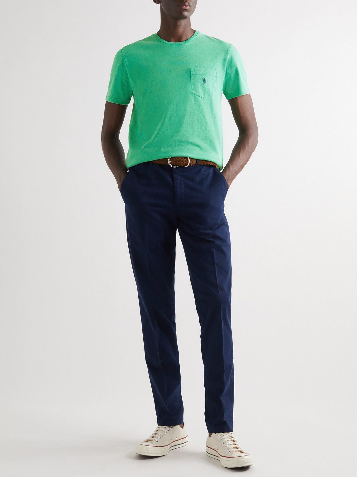 Polo Ralph Lauren - Slim-Fit Logo-Embroidered Cotton and Linen-Blend T-Shirt - Green