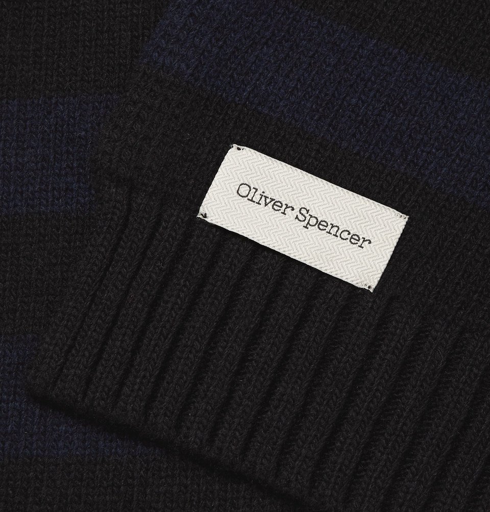 Oliver Spencer - Arbury Striped Wool Scarf - Black