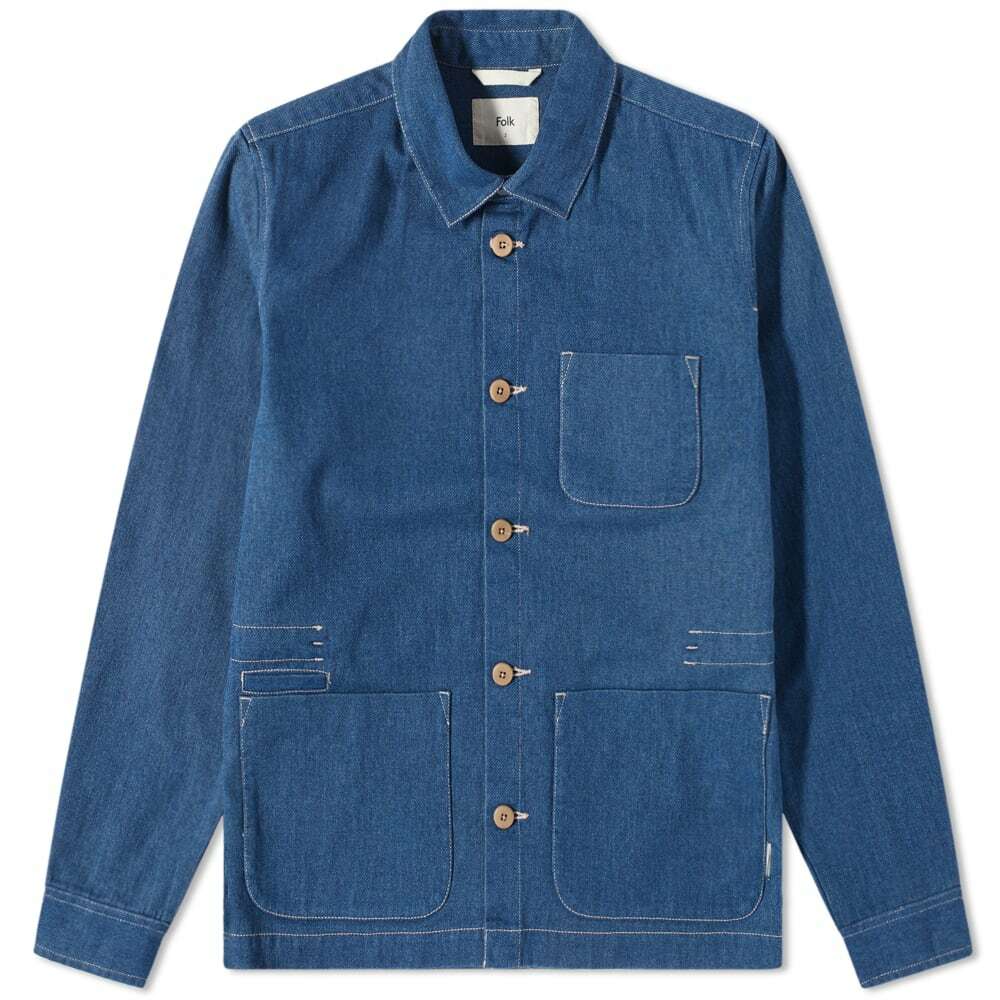 Folk Men's Assembly Jacket in Mid Indigo Twill Folk