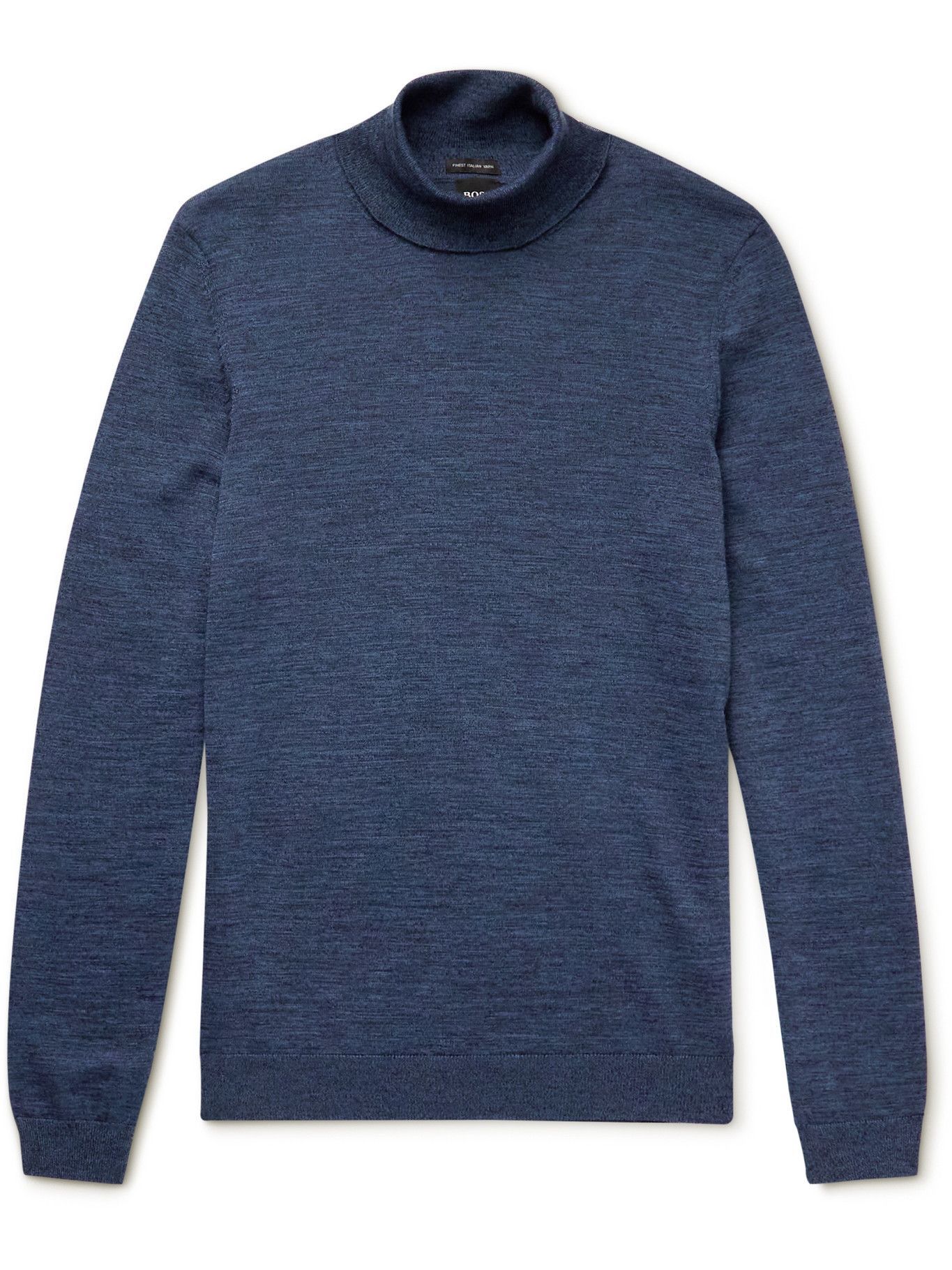 Hugo Boss - Slim-Fit Virgin Wool Rollneck Sweater - Blue Hugo Boss