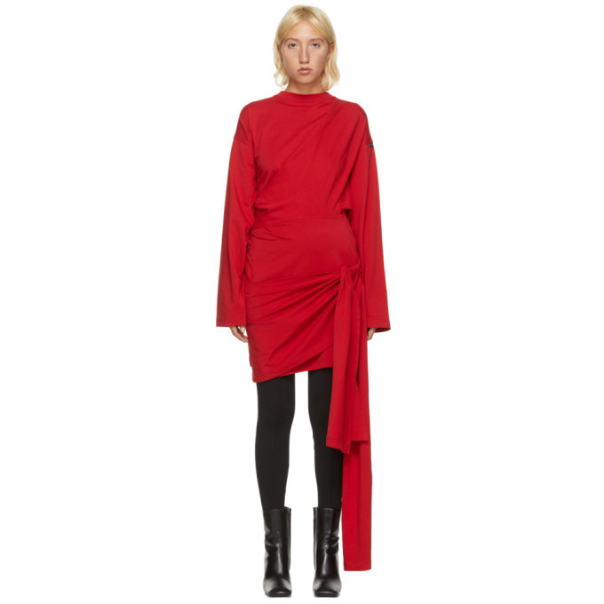 Balenciaga Red Wrap Short Dress Balenciaga