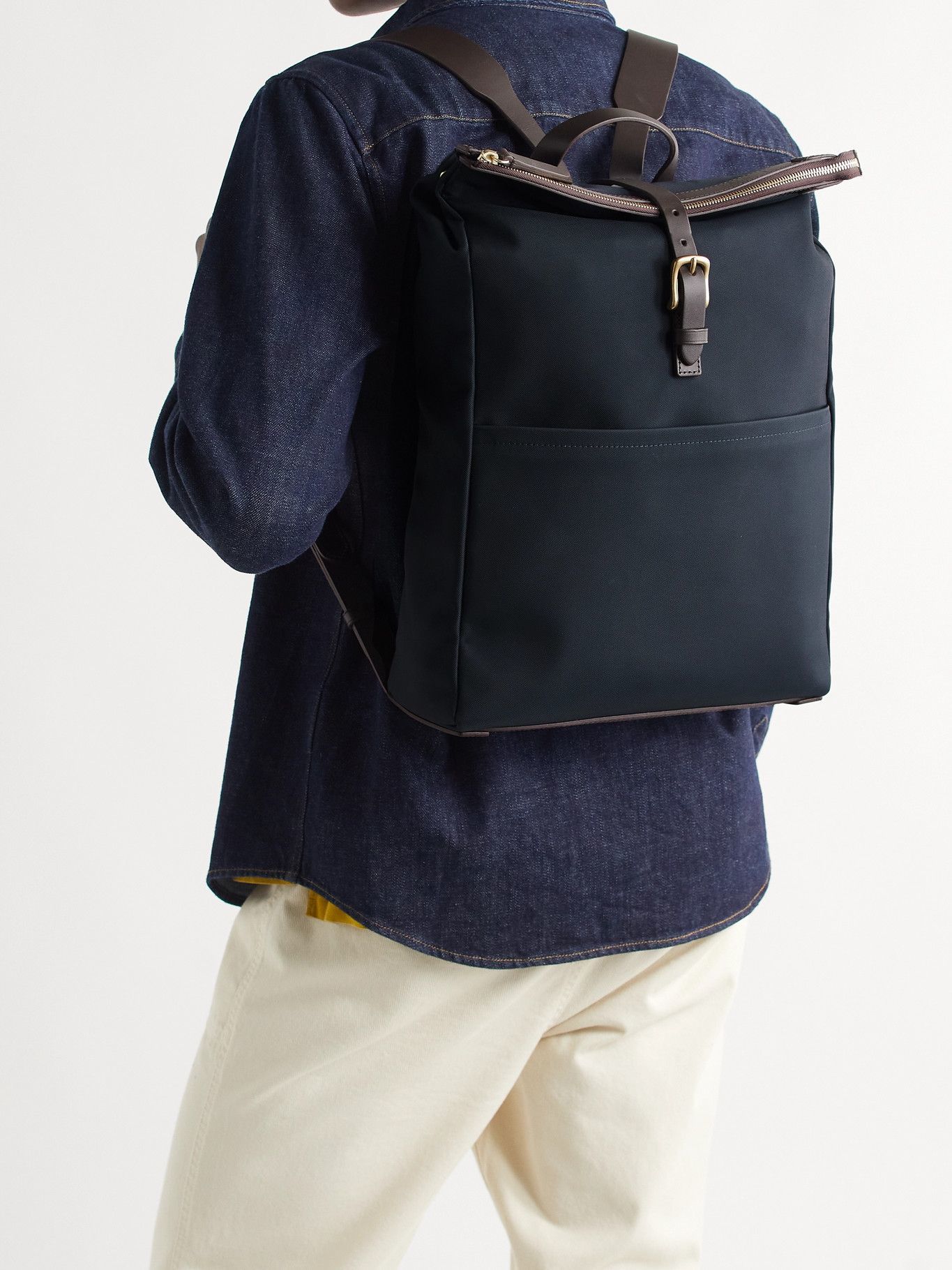 MISMO - Leather-Trimmed Nylon Backpack Mismo