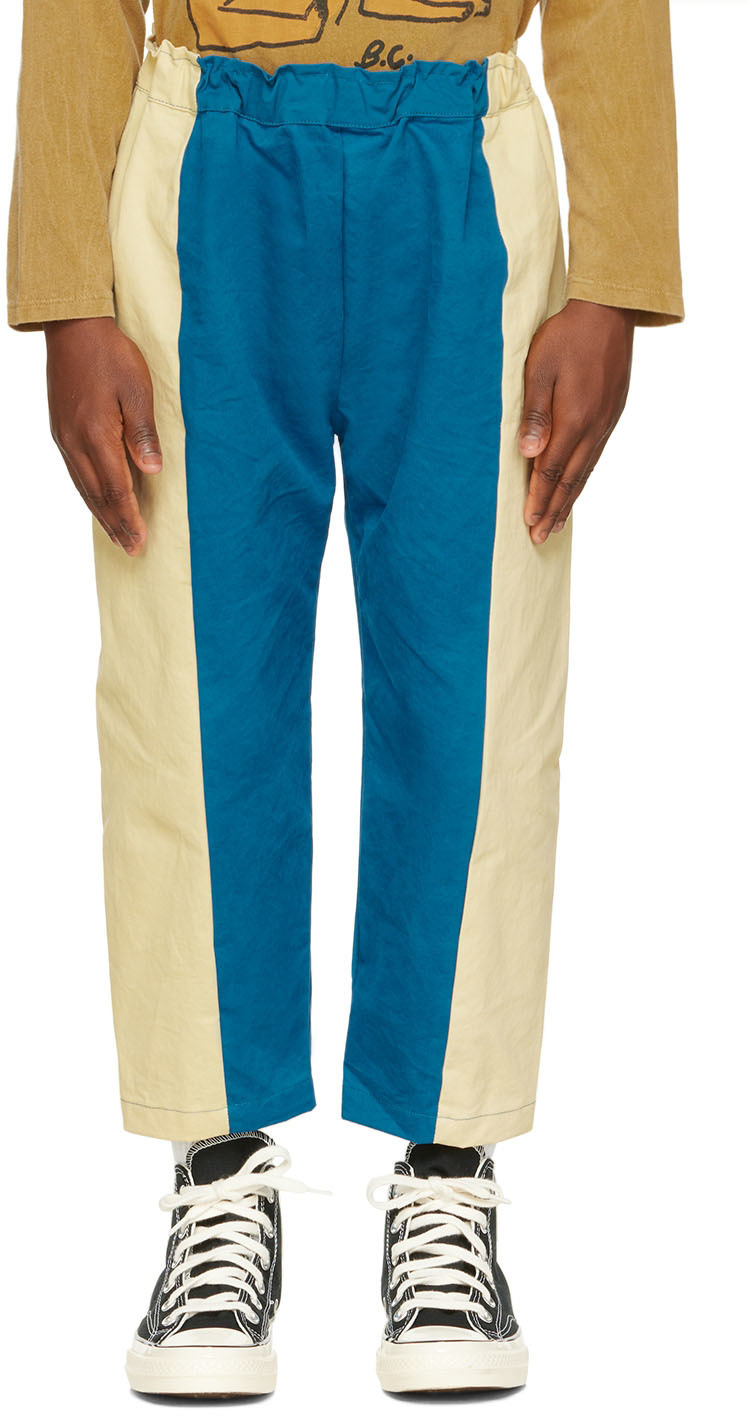 Bobo Choses Kids Blue & Beige Color Block Trousers