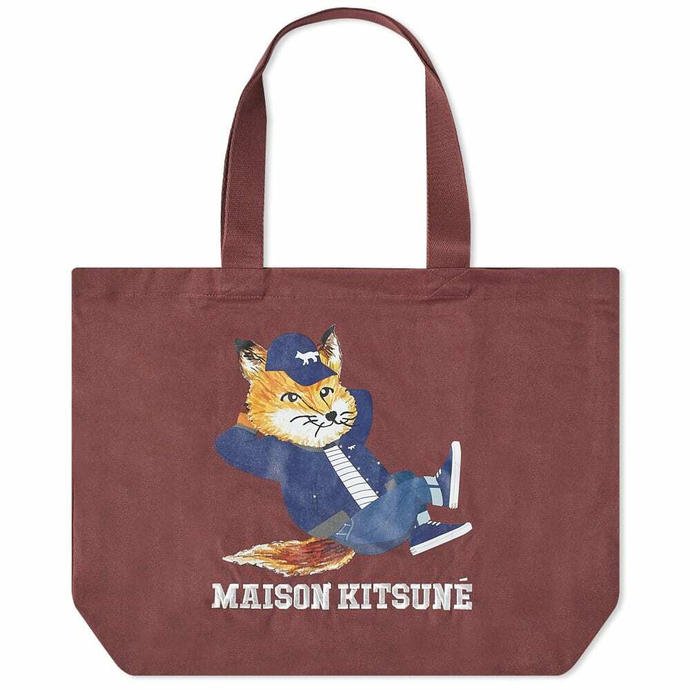 Photo: Maison Kitsuné Dressed Fox Tote Bag in Wine
