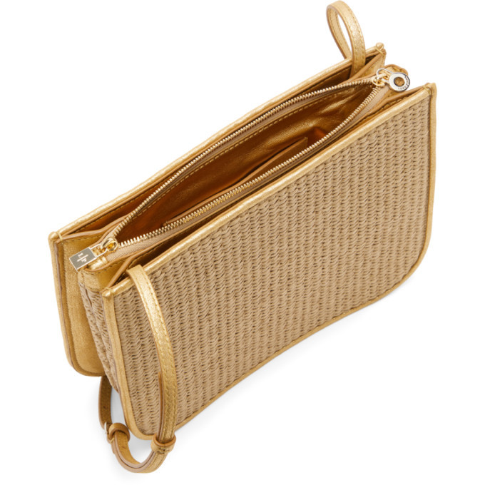 Loro Piana Beige And Gold Straw My Way Bag Loro Piana