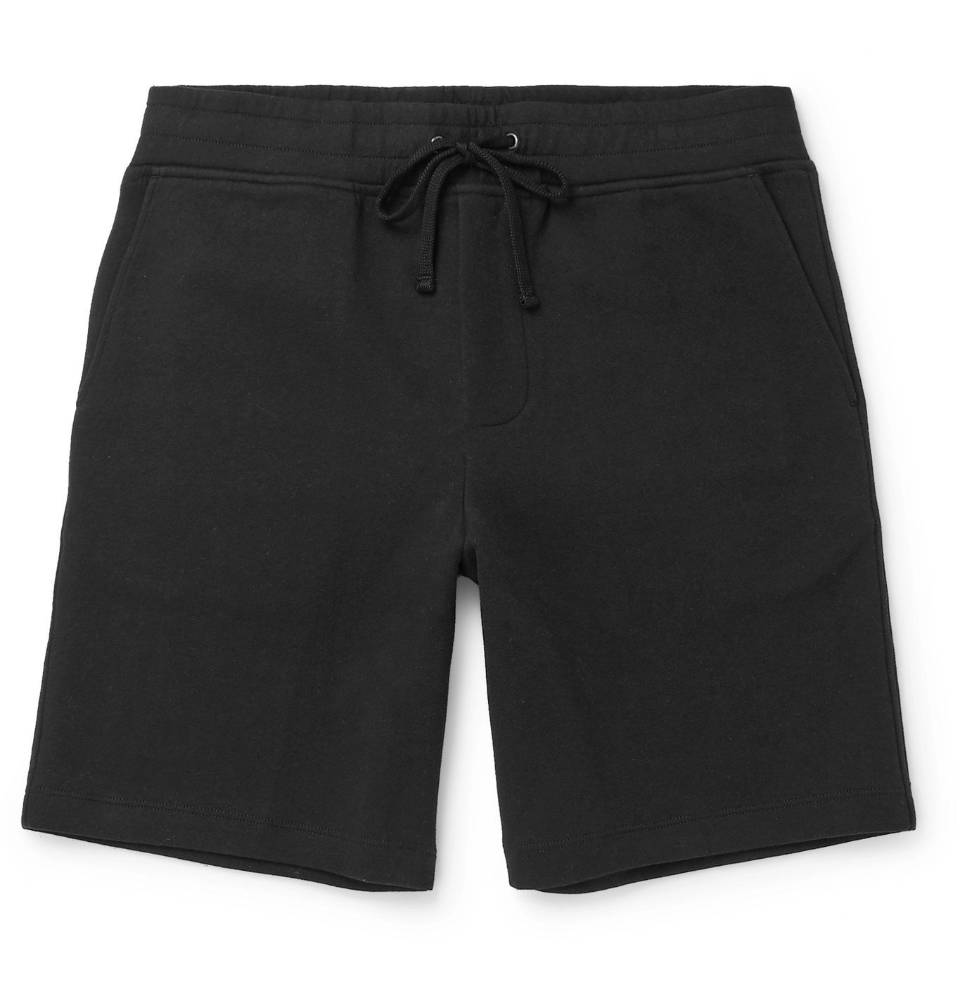 James Perse - Wide-Leg Cotton-Blend Jersey Drawstring Shorts - Black ...