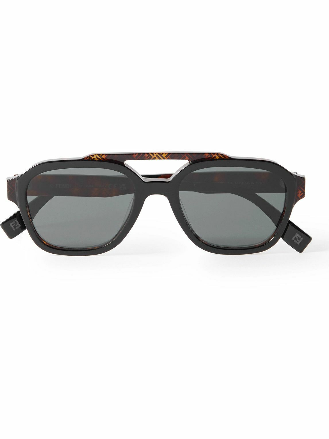 Fendi - Aviator-Style Logo-Print Tortoiseshell Acetate Sunglasses Fendi