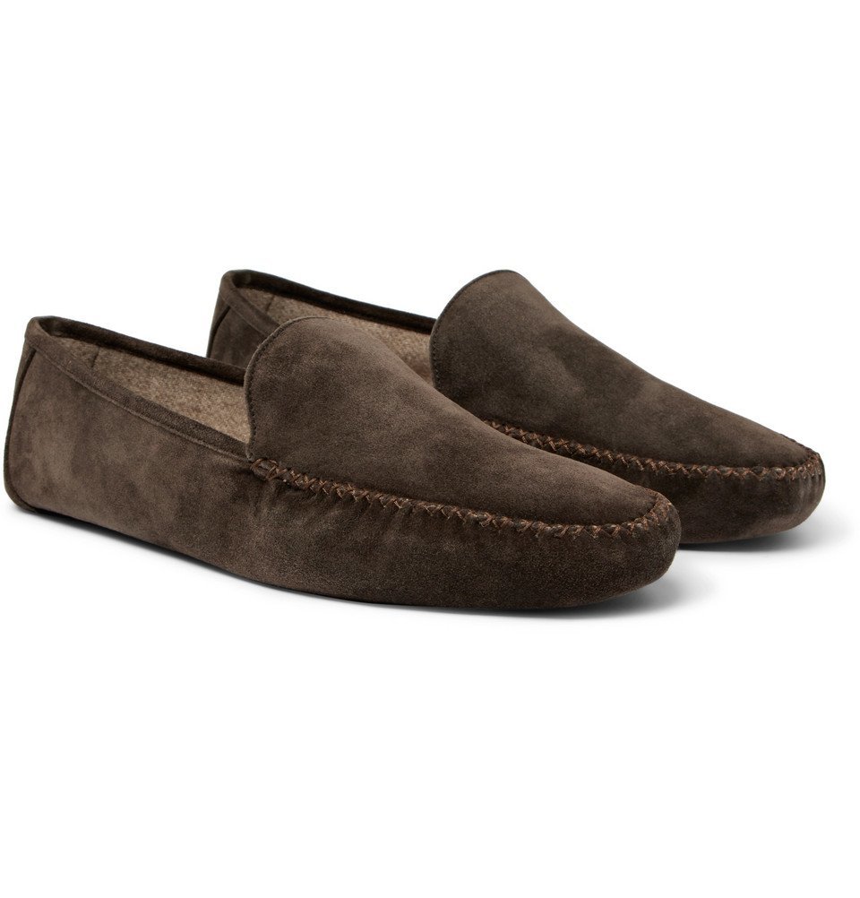 Black Loro Piana Maurice Suede Loafers in Brown for Men Mens Slip-on shoes Loro Piana Slip-on shoes 