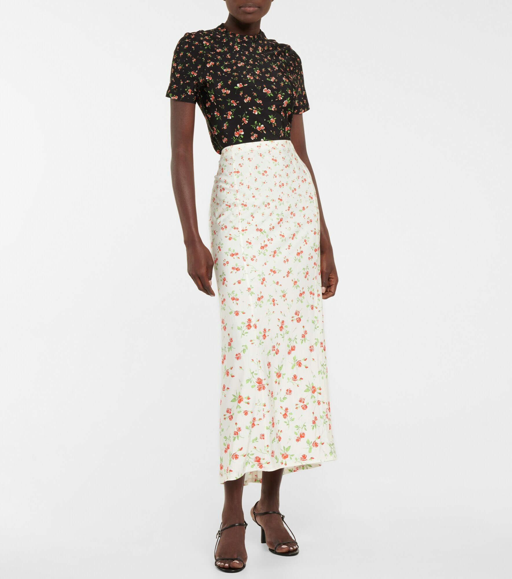 Paco Rabanne - Floral high-rise stretch-jersey midi skirt Paco Rabanne