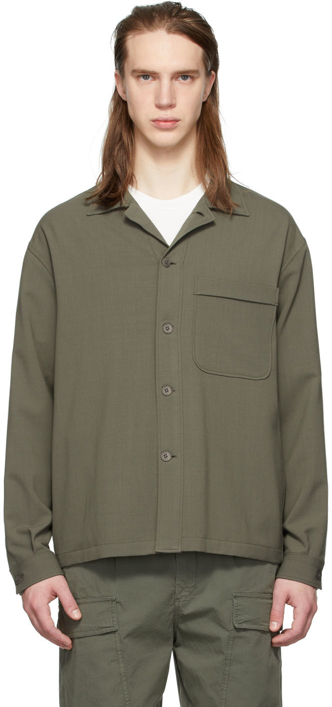 Z Zegna Khaki Gabardine Overshirt Z Zegna