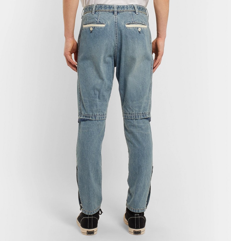 Sacai - Tapered Zip-Detailed Denim Jeans - Navy Sacai