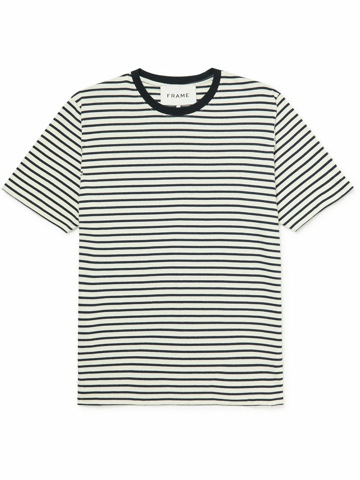 FRAME - Striped Cotton-Jersey T-Shirt - Black Frame Denim