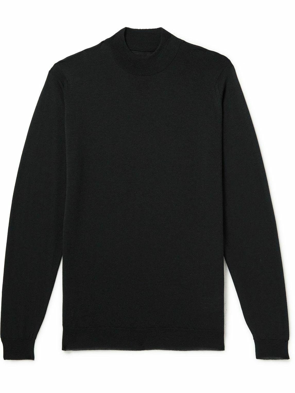 John Smedley - Harcourt Slim-Fit Mock-Neck Merino Wool Sweater - Black ...