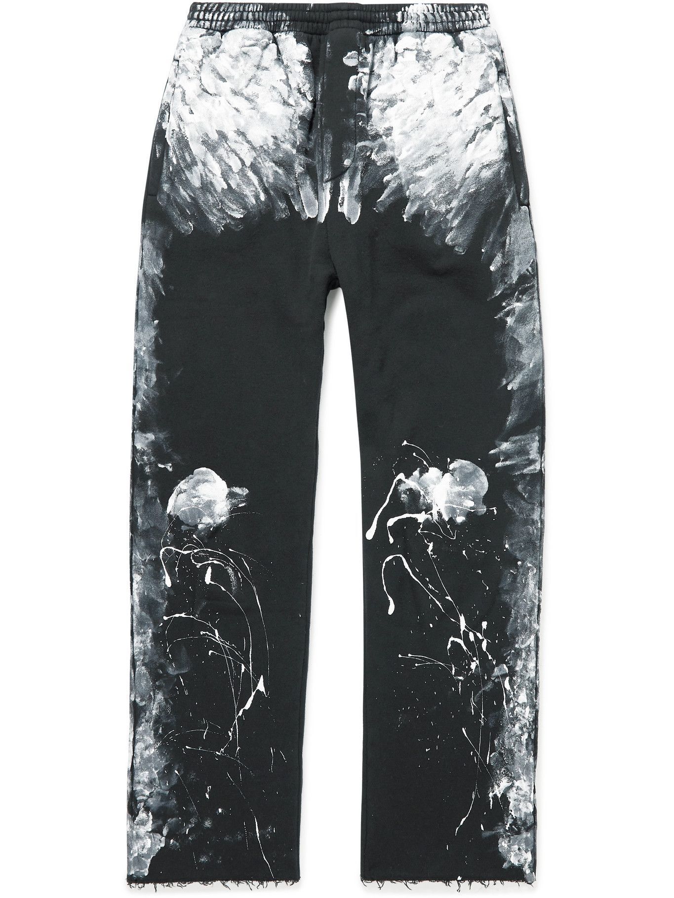Balenciaga - Painted Distressed Cotton-Jersey Sweatpants - Black Balenciaga