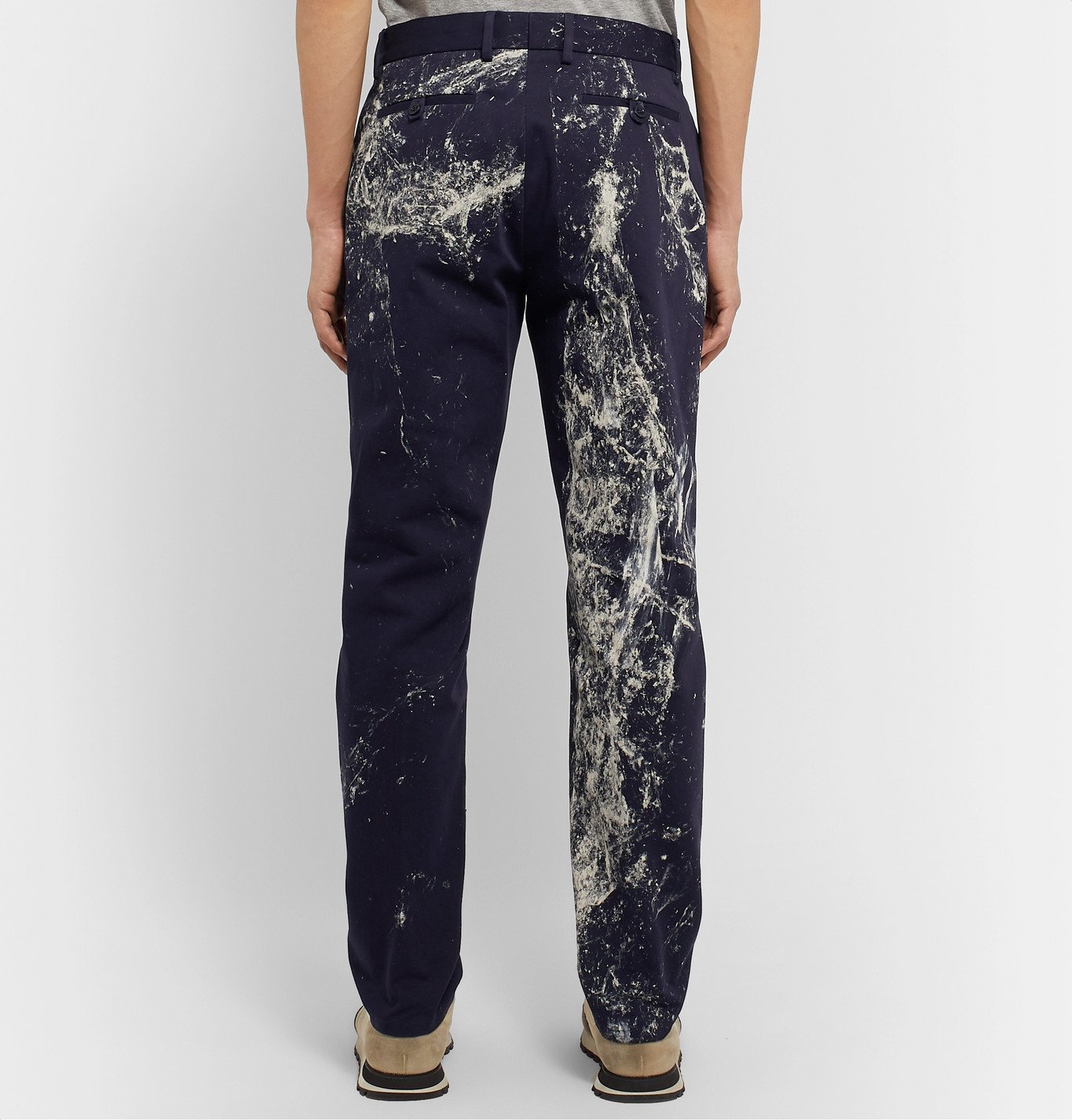 Maison Margiela - Paint-Splattered Cotton-Twill Trousers - Blue