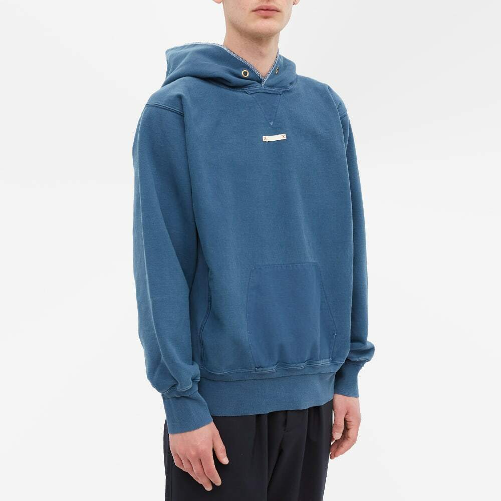 Maison Margiela Men's Name Tag Hoody in Washed Blue Maison Margiela