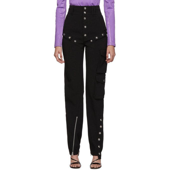 Mugler Black Button Scuba Trousers Mugler