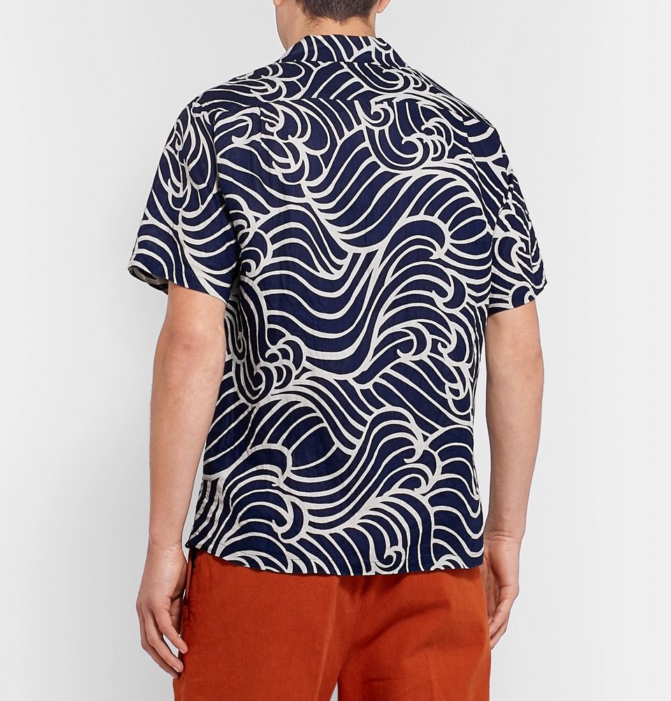 Blue Blue Japan Men's Woven Indigo Mizuhiki Jacquard Shirt