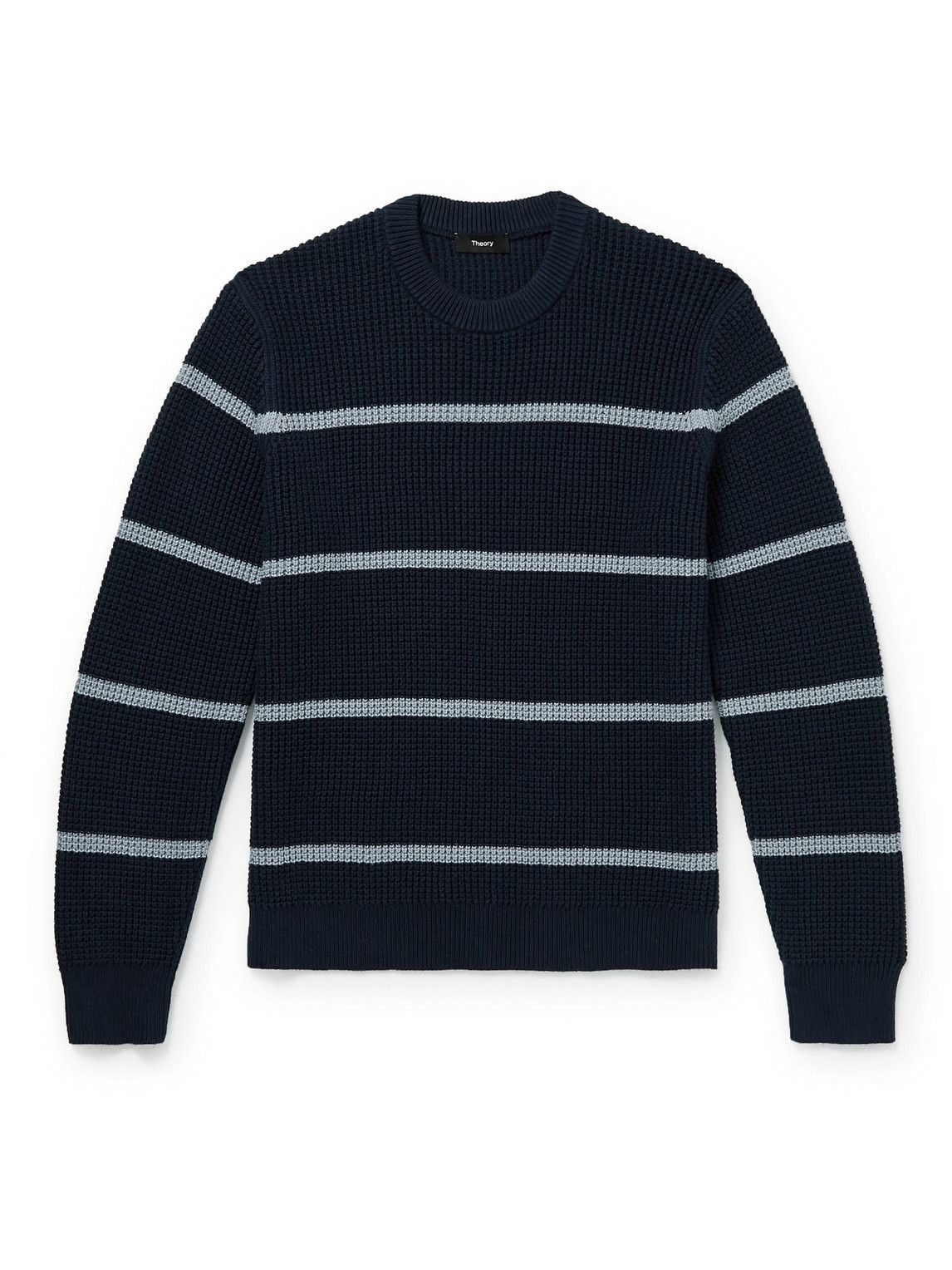 Theory - Gary Striped Cotton and Cashmere-Blend Sweater - Blue Theory