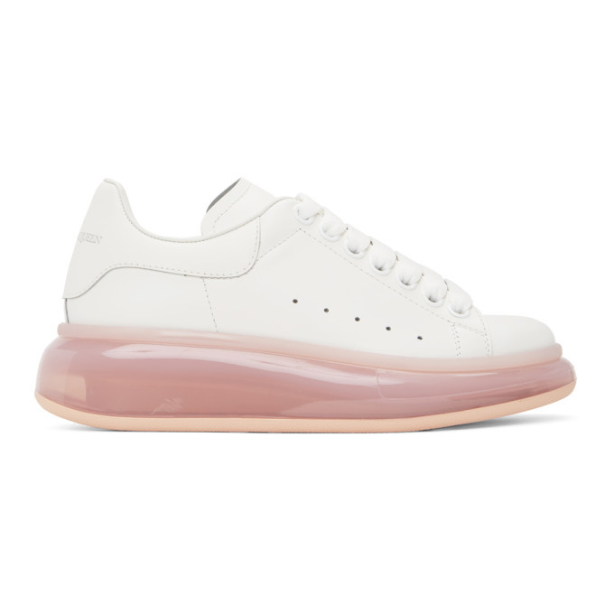 Alexander McQueen White and Pink Clear Sole Oversized Sneakers ...