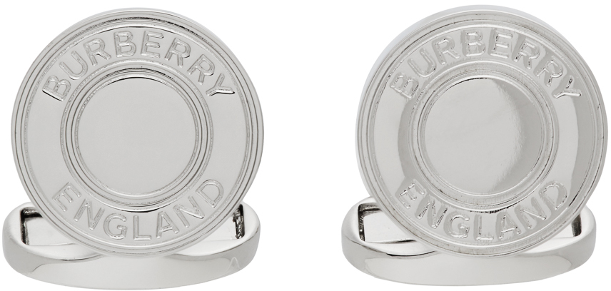 Burberry Silver Logo Detail Cufflinks Burberry