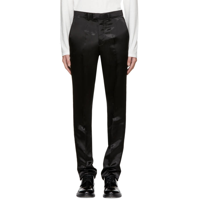 black satin skinny pants