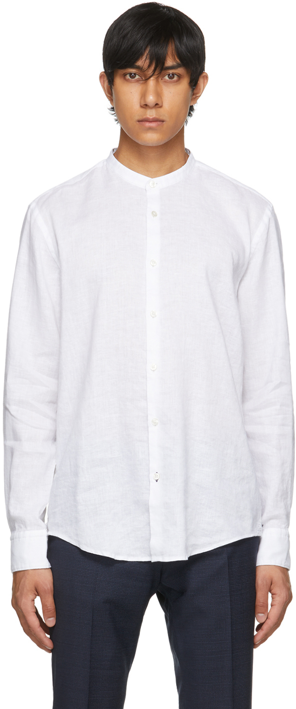 Boss White Linen Rolfo Shirt BOSS