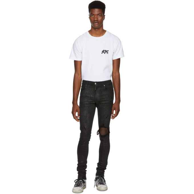 Amiri Black Glittered Broken Jeans Amiri