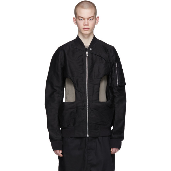 Rick Owens Drkshdw Black Shed Flight Bomber Jacket Rick Owens Drkshdw